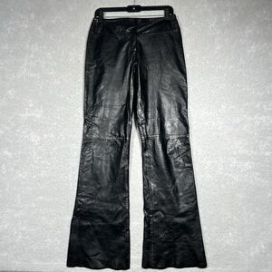 Cache Pants Womens Sz 6 Black 100% Genuine Leather Y2K Vintage 1980s-1990s Goth